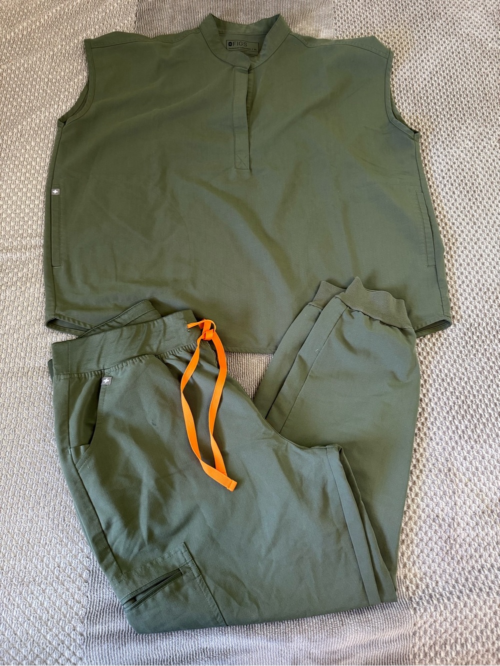 Figs Olive Green Rafaela oversized scrub top with high waisted Zamora jogger